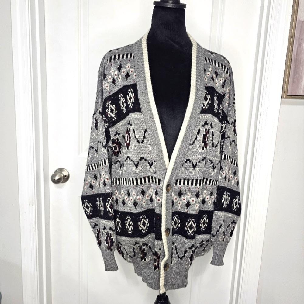 Vintage Fama Maglierie Sweater Unisex size Small Cardigan-Italy Multicolored